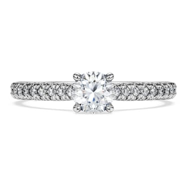 Anillo solitario Eternity Diamantes creados en laboratorio peso total de 0 7 quilate Talla redonda Oro blanco de 14 quilates